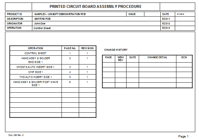 pc board assembly instructions documents process method sheet