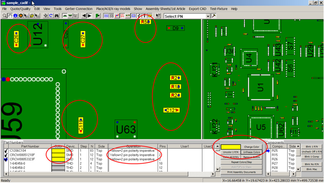 pcb pins displayed on off by part-number | Unisoft