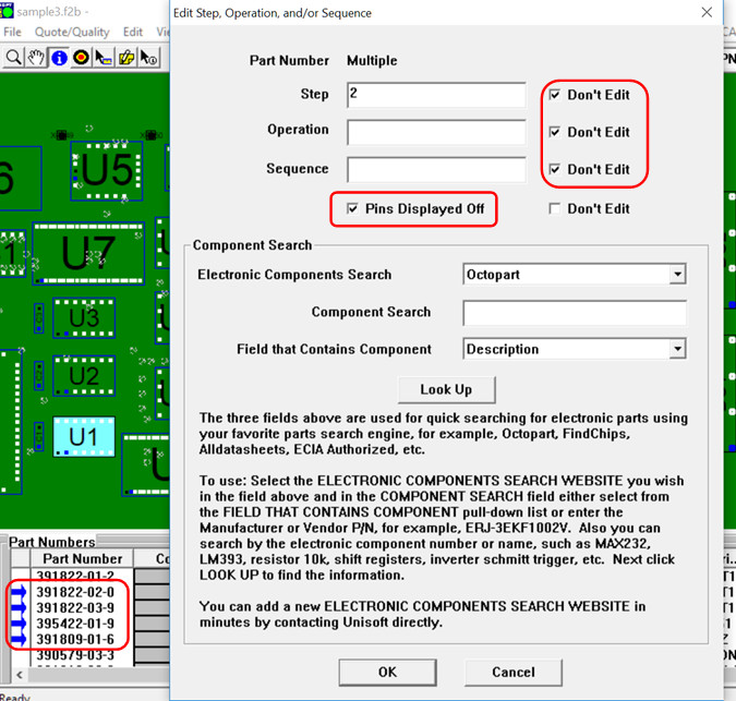 Unisoft Pcb Pins Displayed On Off By Part Number